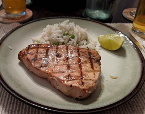 Grilled Fish with Peas & Rice